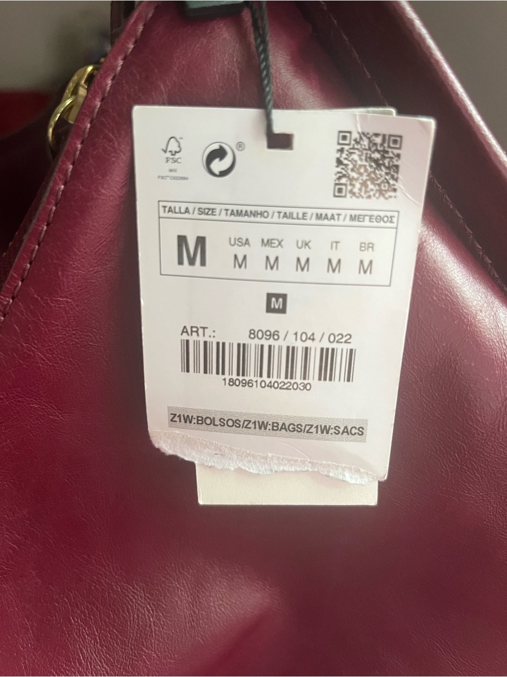 Zara Burgundy Leather Tote Bag - Picture 11 of 13